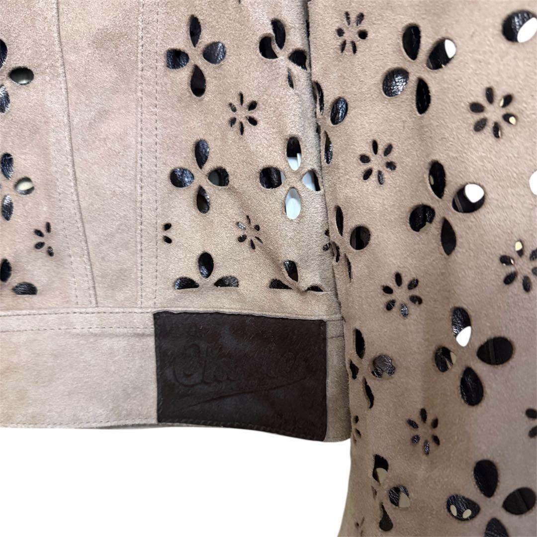 ジャケット・アウター MASU FLOWER-CUT LEATHER TRUCKER JACKET
