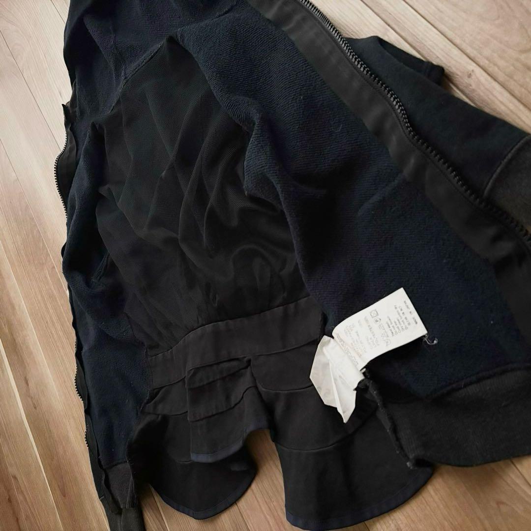 sacai✨バックフリル ジップアップパーカー 異素材 切替 人気モデル