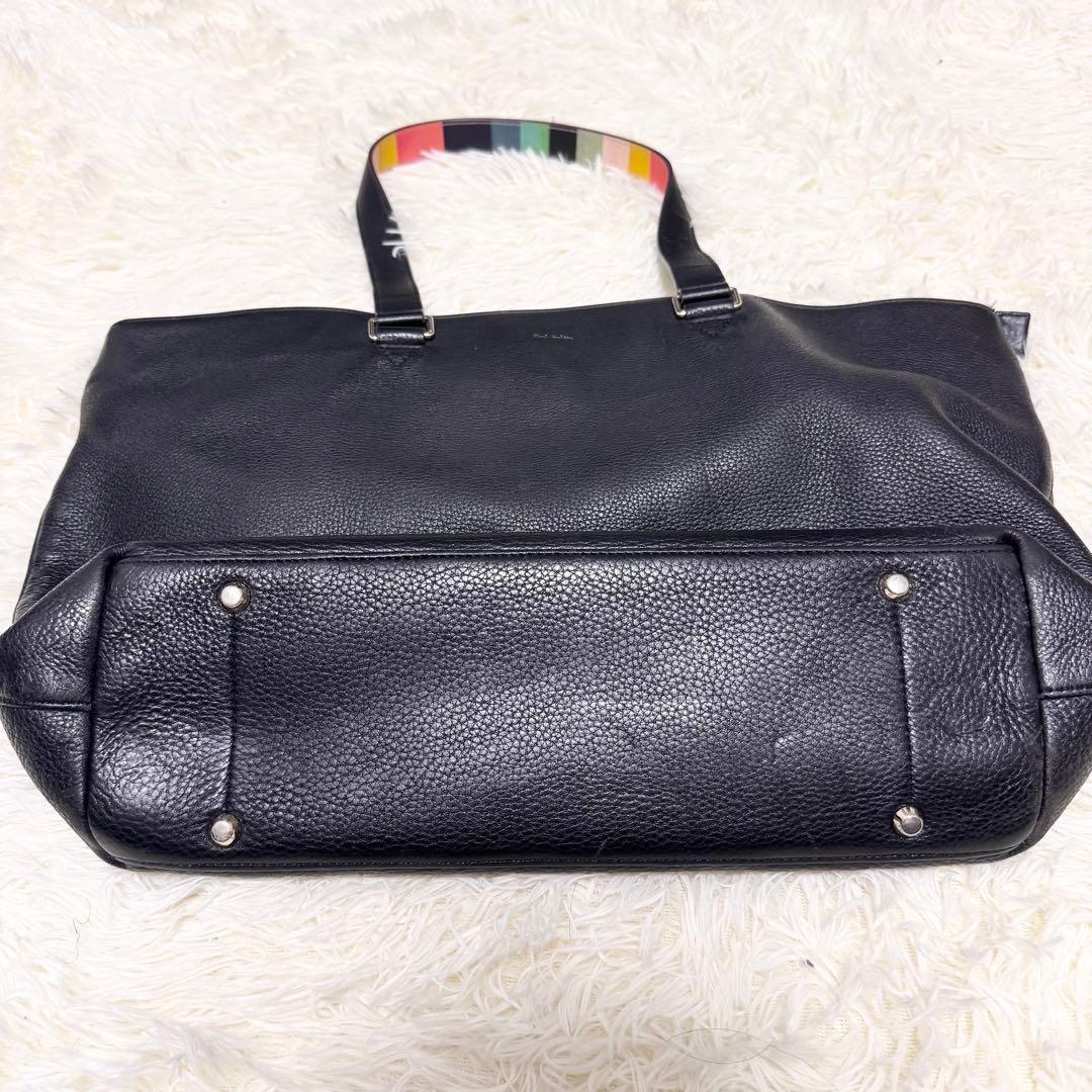 ✨美品✨ポールスミス トートバッグ シボ革 マルチストライプ A4可 肩掛け 黒
