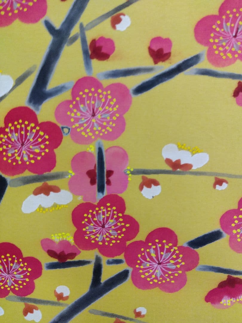 掛け軸　紅白梅　半田泰至　ウグイス　四季花