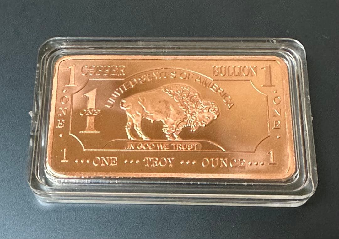 純銅バー・インゴット　1 オンスFINE COPPER BAR 5枚 カプセル付