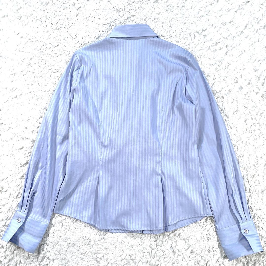 ✨新品級✨ ナラカミーチェ ストライプ フリルブラウス ストレッチ Ⅳ 水色
