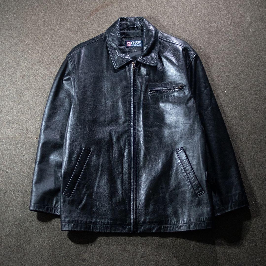 90s 00s Chaps ラルフローレン　シングル　レザージャケット　黒　M