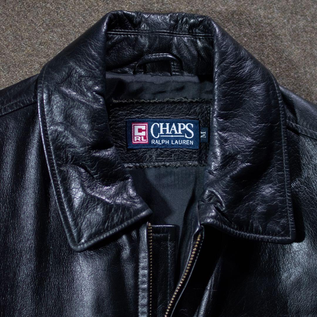 90s 00s Chaps ラルフローレン　シングル　レザージャケット　黒　M