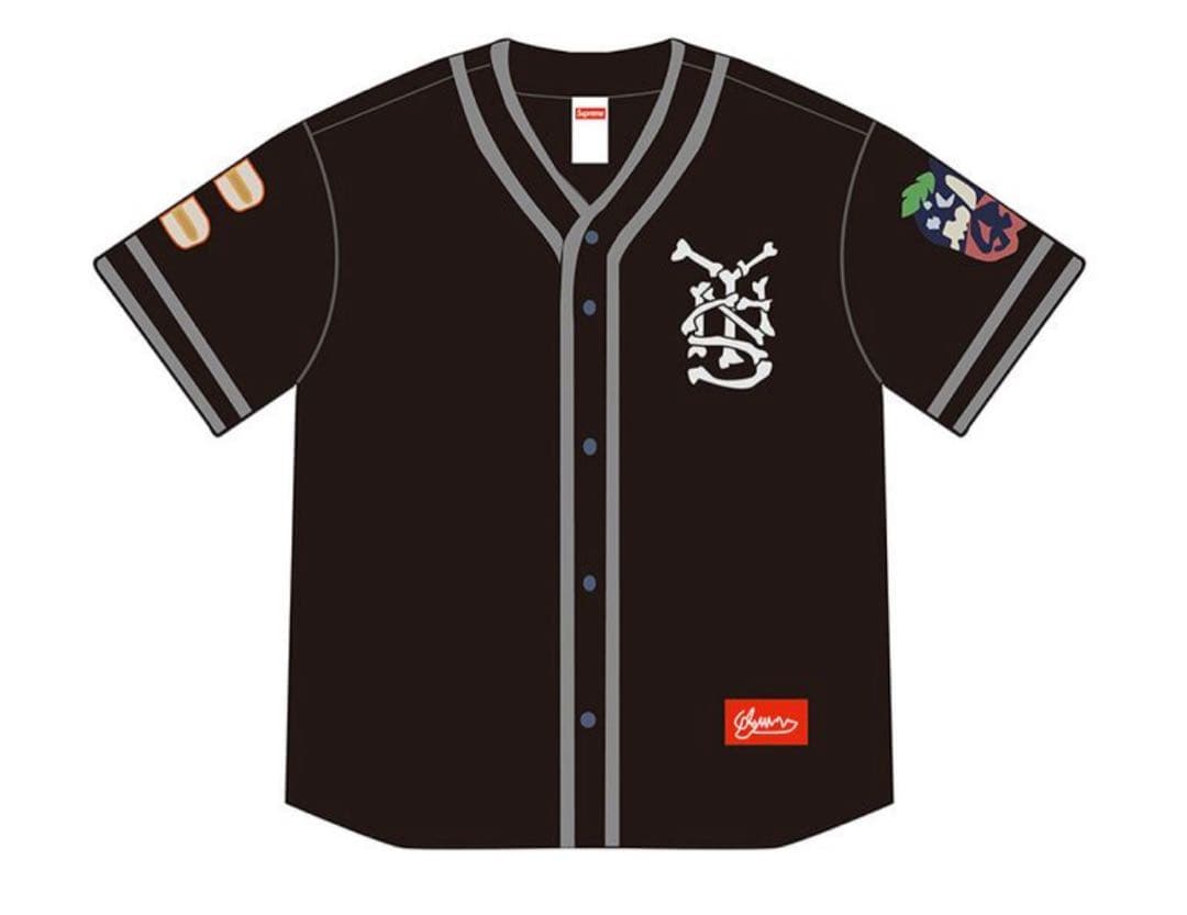 ウェア Supreme Patches Denim Baseball Jersey