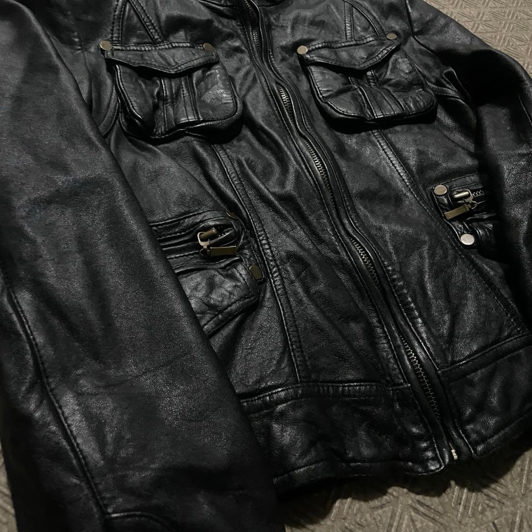 ジャケット・アウター opium darkwear black lamb skin jacket 6