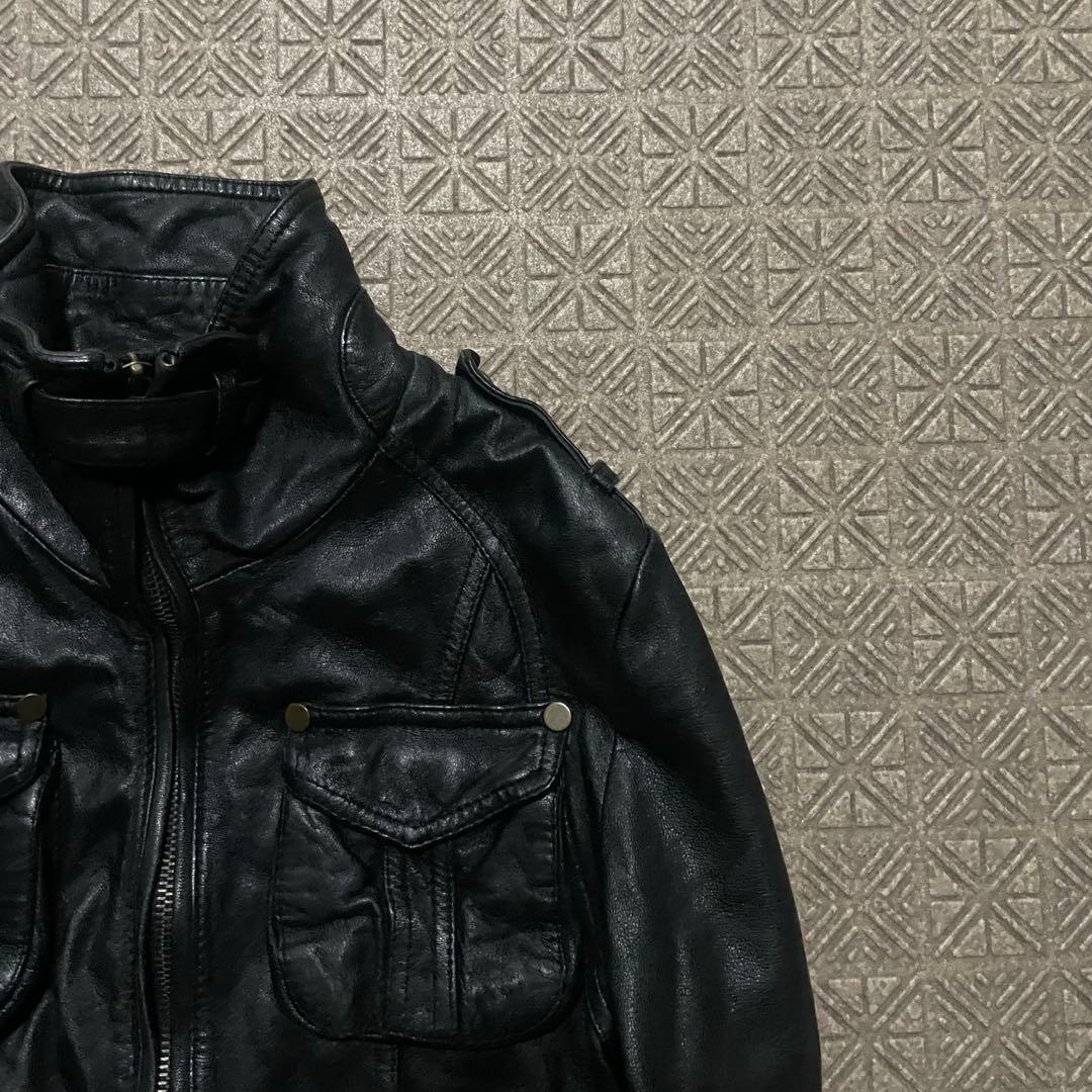 ジャケット・アウター opium darkwear black lamb skin jacket 6