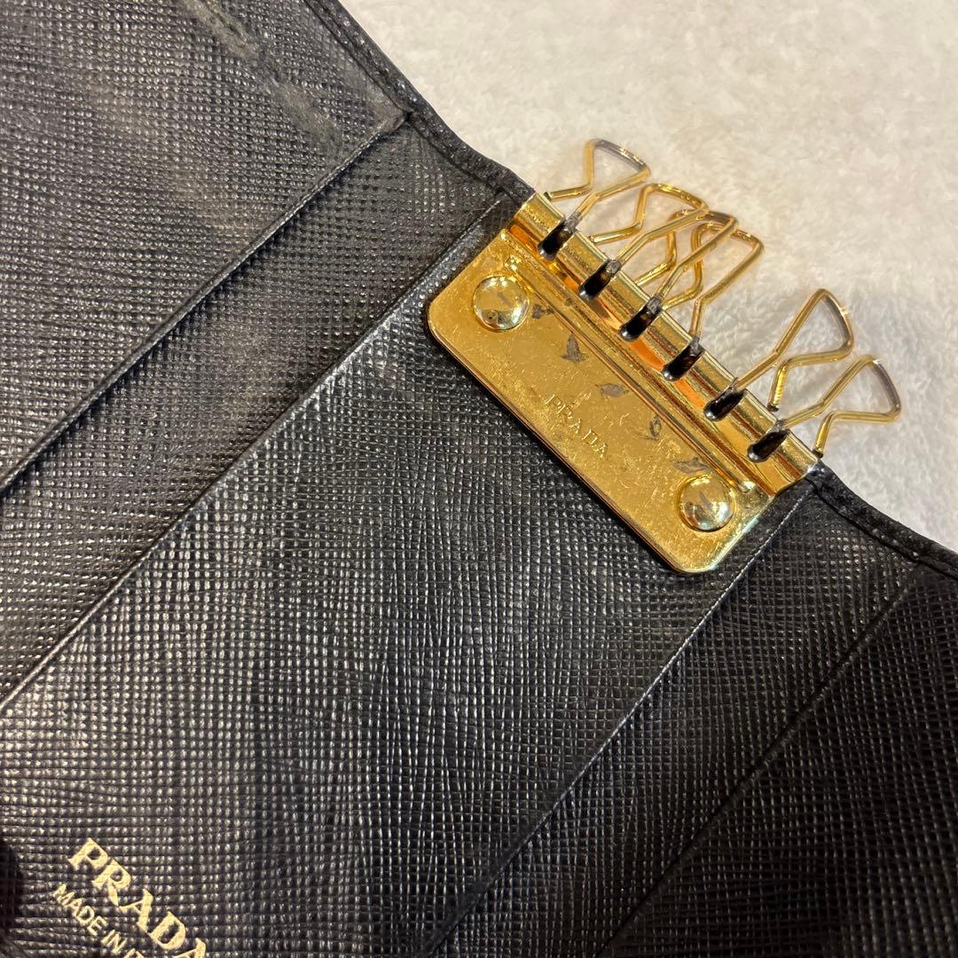 PRADA プラダ サフィアーノレザー ブラック キーケース★箱付き