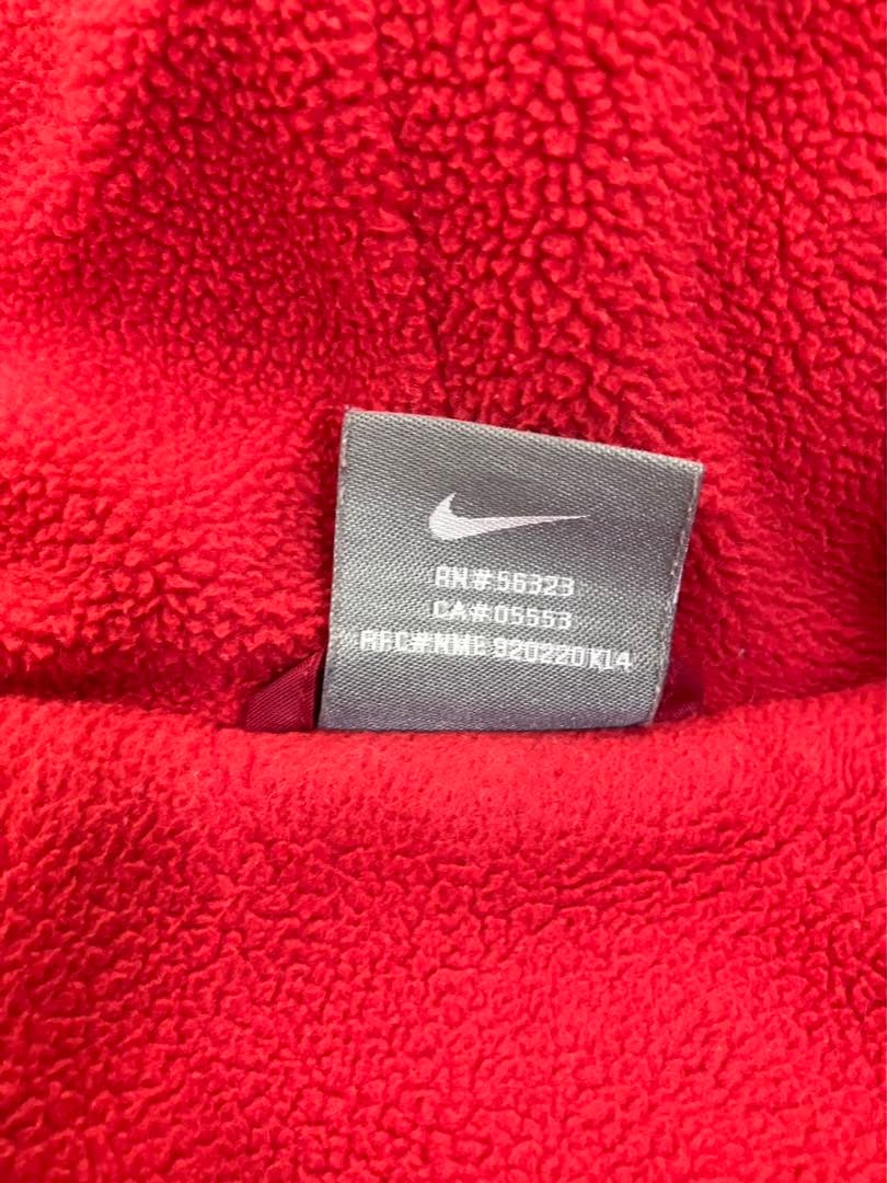 ☘️Nikeフード付き 内ボア 裏起毛 レッド ベンチコート ジャンパー