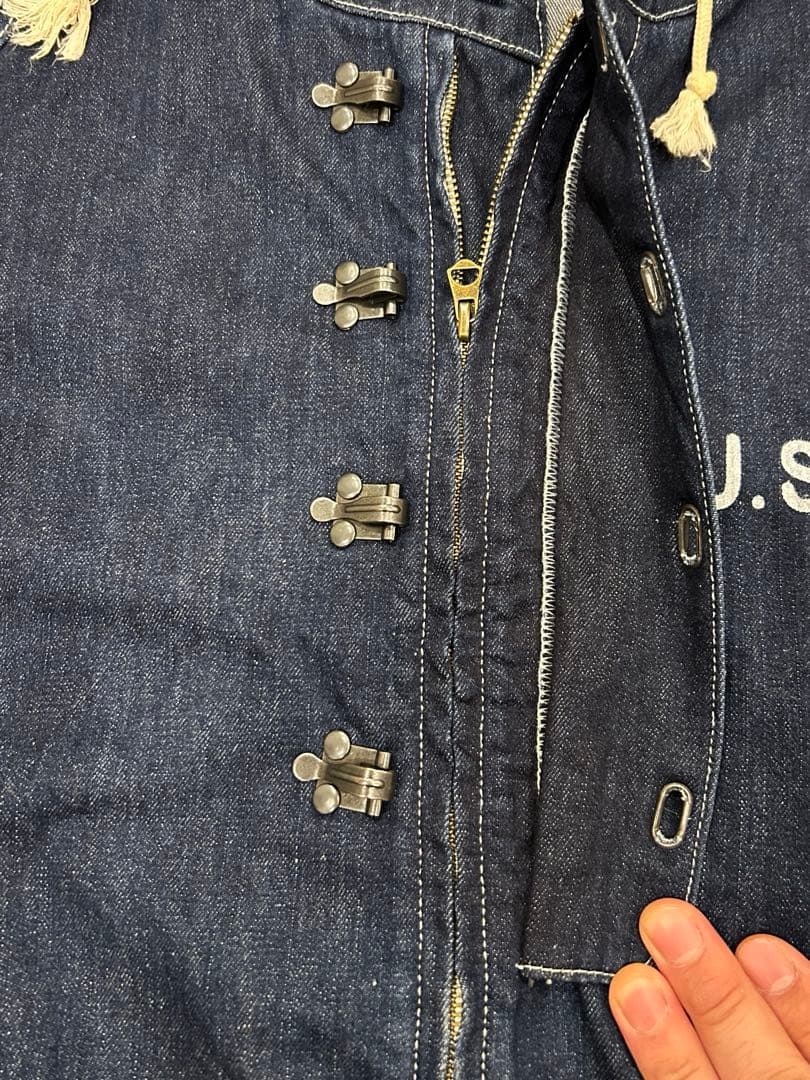 U.S.N. UNCLE FUプルオーバー デニム　XXL 濃紺　色落ちほぼなし