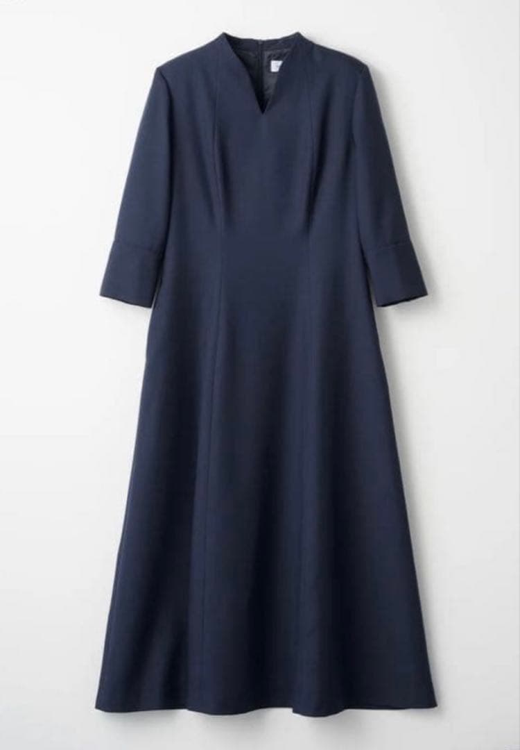 【美品】audire Catherine flare dress ネイビー