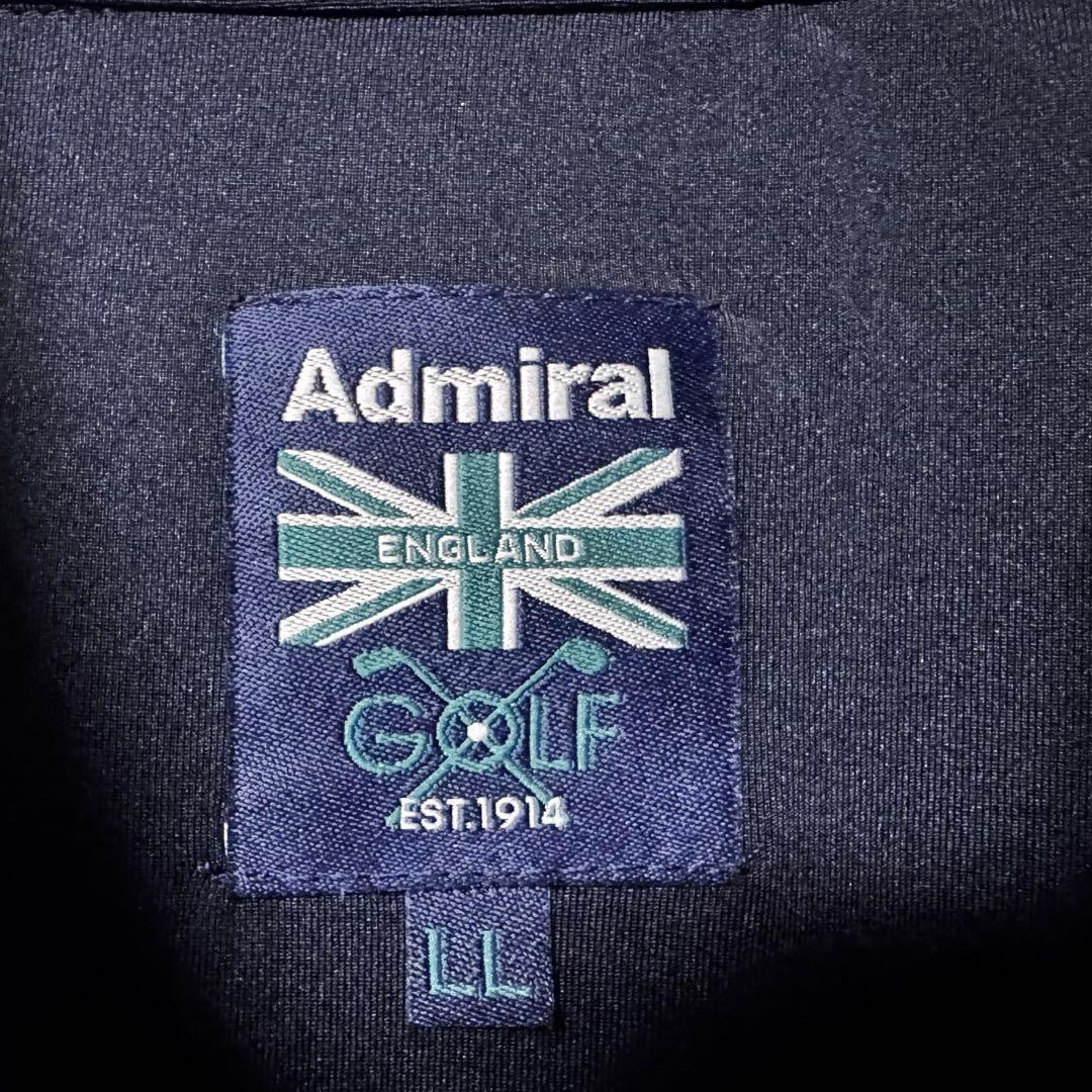 Admiral GOLF アドミラルゴルフ 総柄ロゴ ポロシャツ ネイビー LL