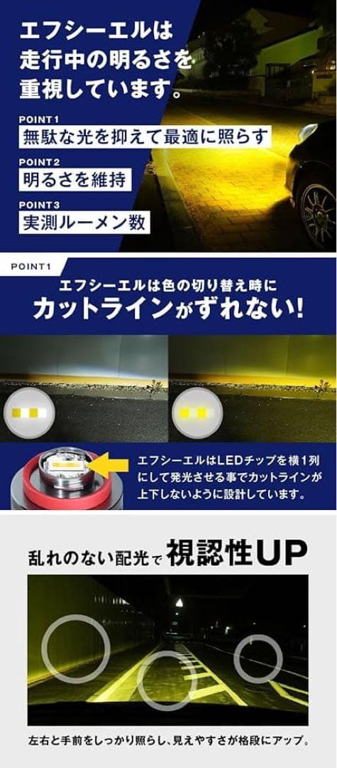 fcl.ノア90系L1Bフォグランプled2色切替イエロー ホワイト2個セット