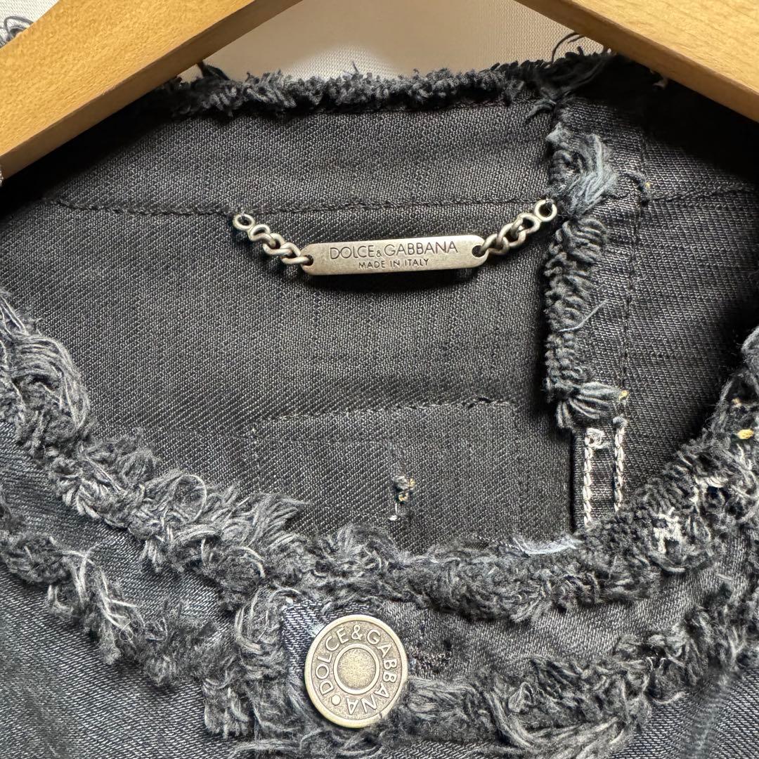 DOLCE&GABBANA パッチワークデニムジャケット　ブラック　再構築