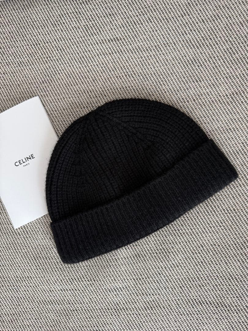 CELINEセリーヌ 美品 トリオンフ カシミヤ ニット帽 ニットキャップ 帽子