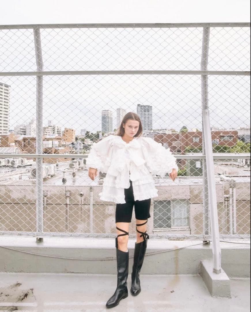 épine エピヌ double ribbon frill blouse