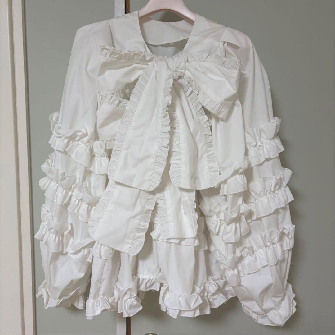 épine エピヌ double ribbon frill blouse