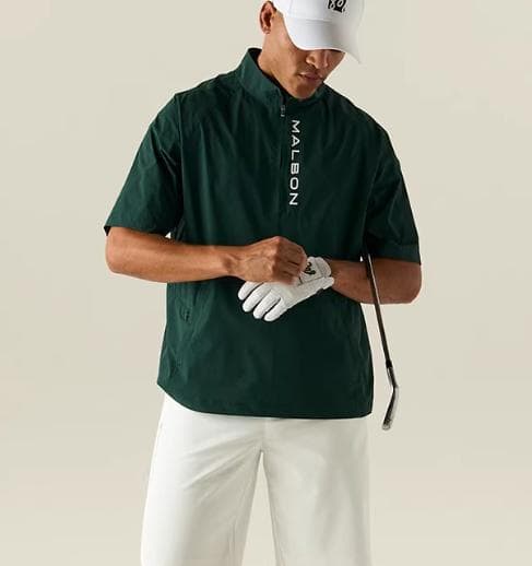 Malbon メンズゴルフウェア 半袖アウター 防風ストレッチ 限定モデル☘️