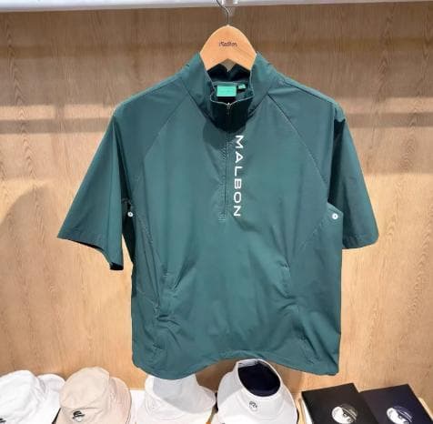 Malbon メンズゴルフウェア 半袖アウター 防風ストレッチ 限定モデル☘️