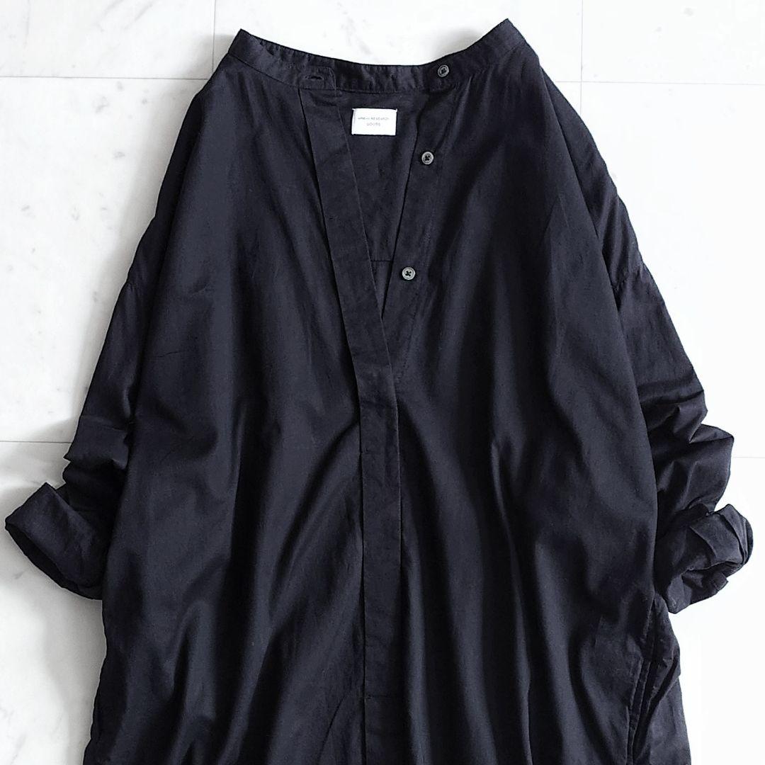美品✨アーバンリサーチドアーズ コットンバンドカラー シャツワンピース ブラック
