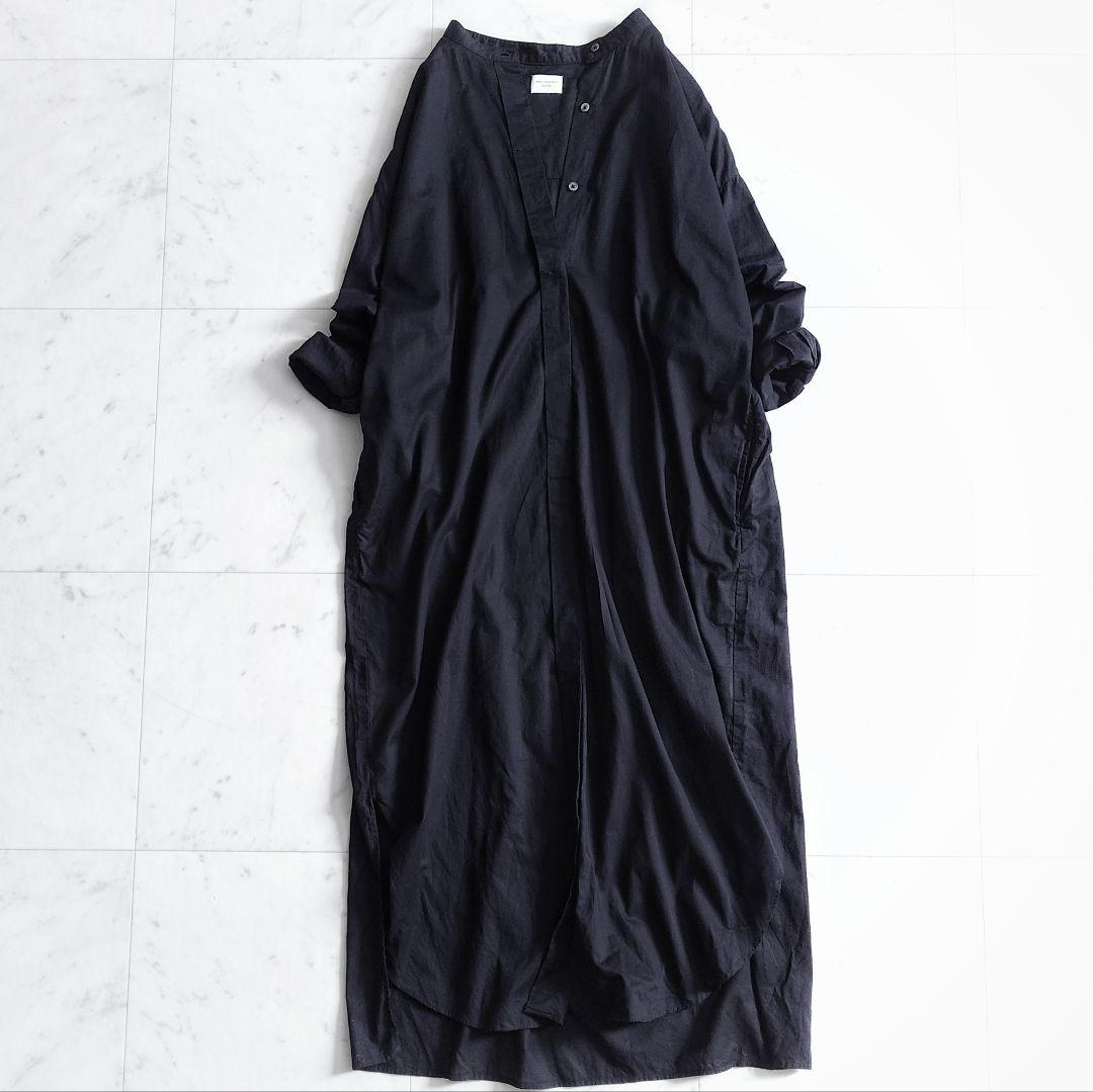 美品✨アーバンリサーチドアーズ コットンバンドカラー シャツワンピース ブラック
