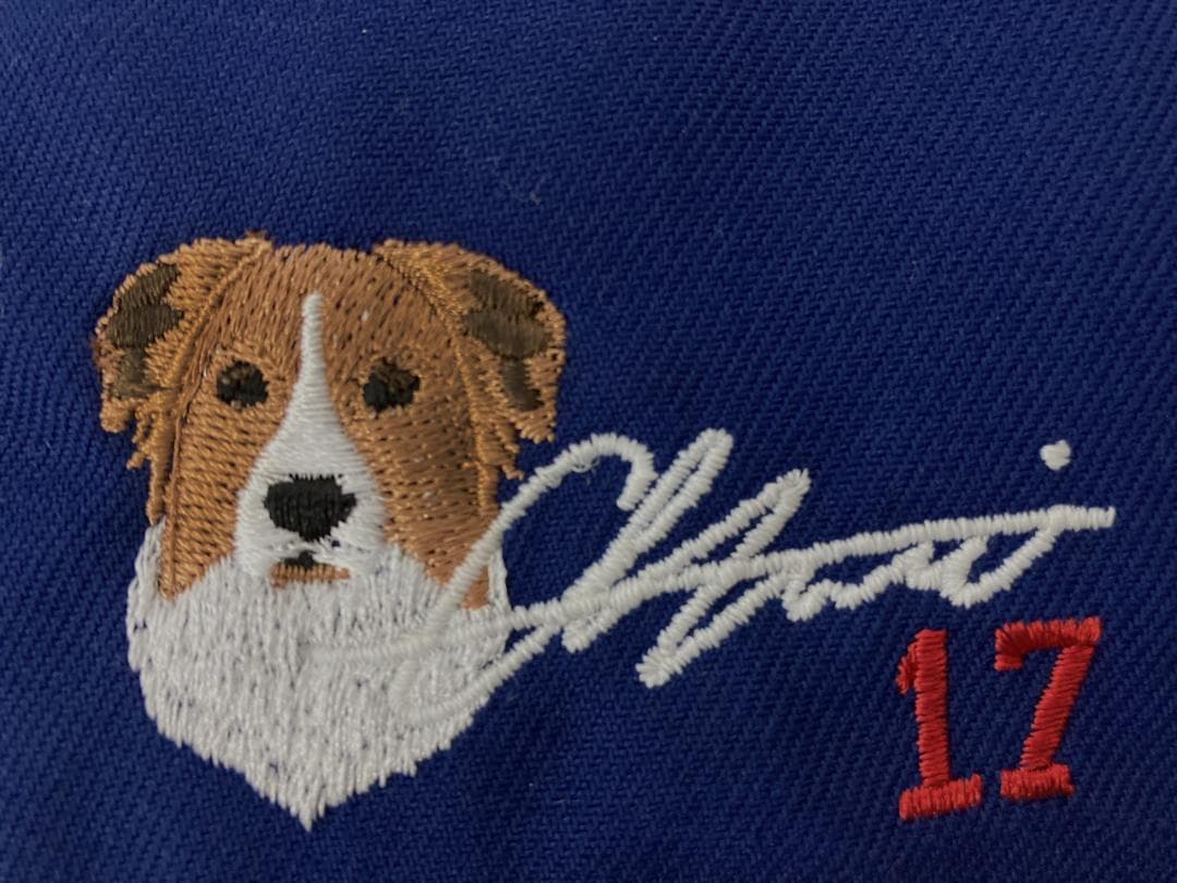 MLB大谷選手ドジャースキャップ　サインとデコピンの刺繍入り　サイズ63.5cm