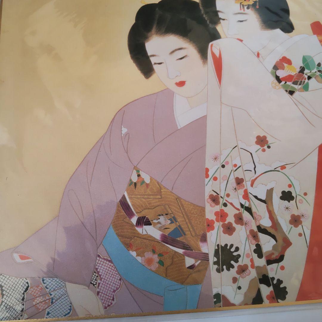 tossy伊東深水『ささやき』美人画 名品 複製 色紙 希少 茶道具 美品