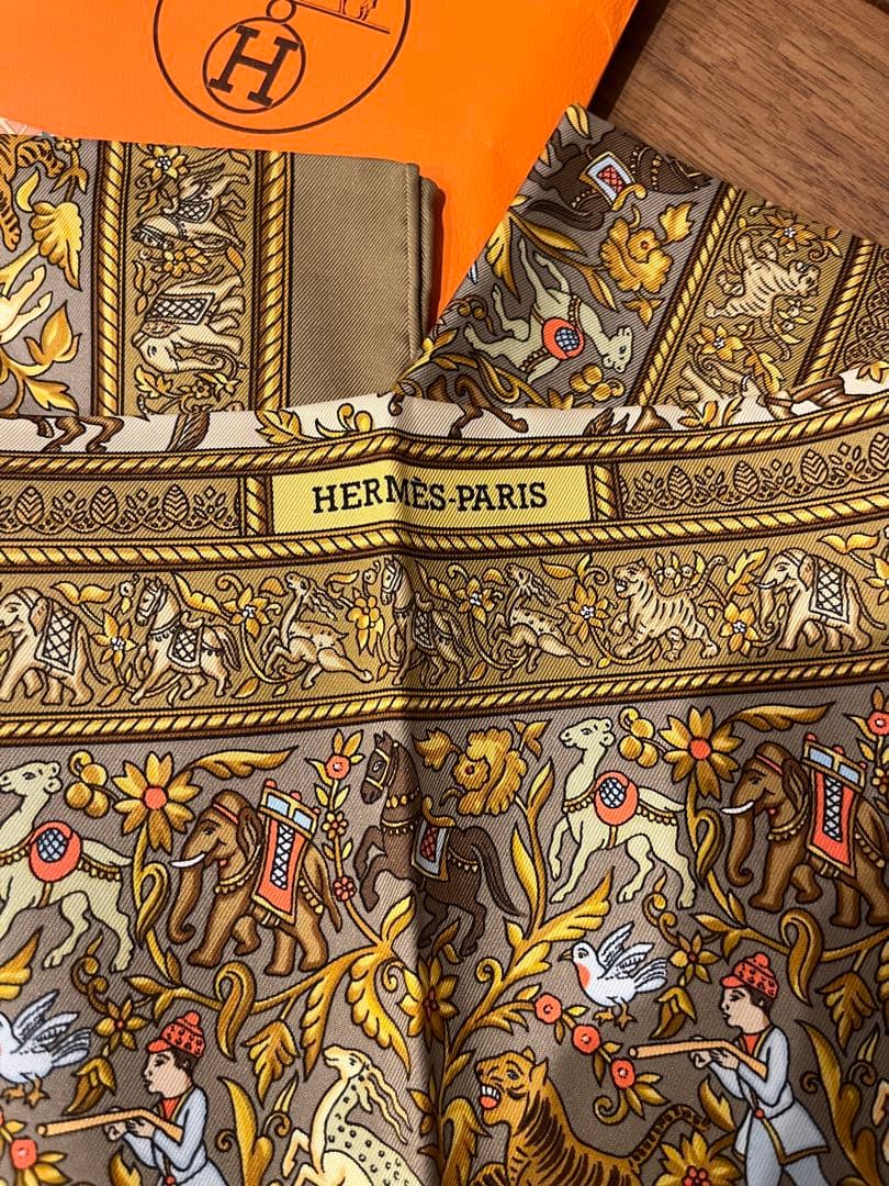 【値下げ】HERMES カレ90 スカーフ インドの狩猟