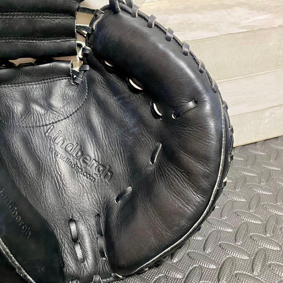 【美品】Lindbergh キャッチャーミット 硬式用 ブラック レザー 高品質