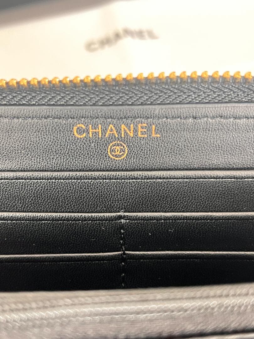 CHANEL ブラック レザー 長財布