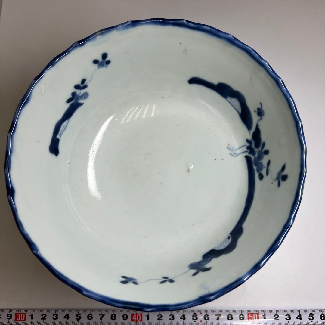 専用　古伊万里　染付三足鉢　口径約18.5㎝　東Y8-0216④大