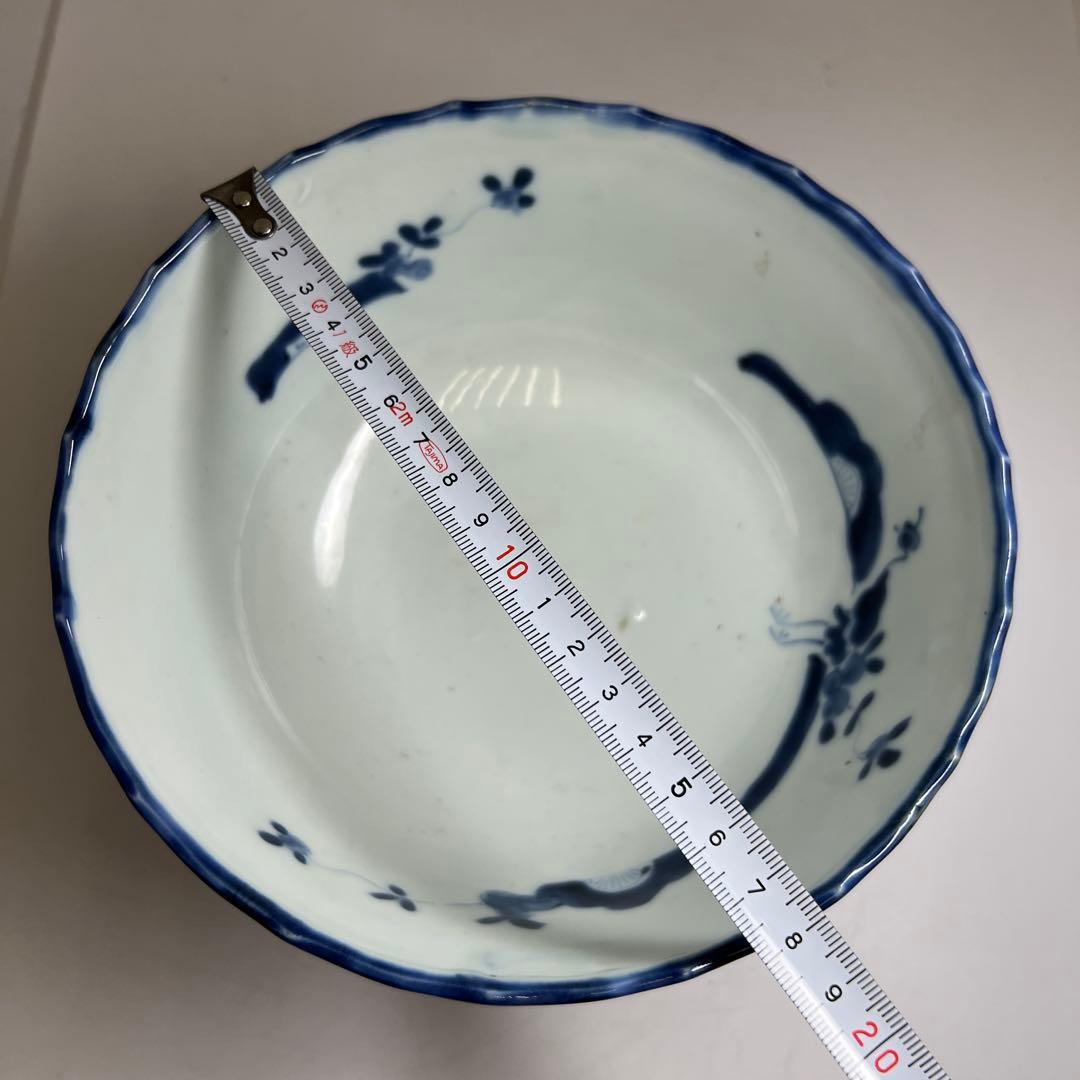 専用　古伊万里　染付三足鉢　口径約18.5㎝　東Y8-0216④大