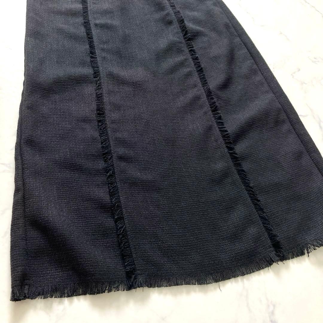 25AW✨ フレイアイディー　フリンジデザインツイードポロワンピース　ブラック
