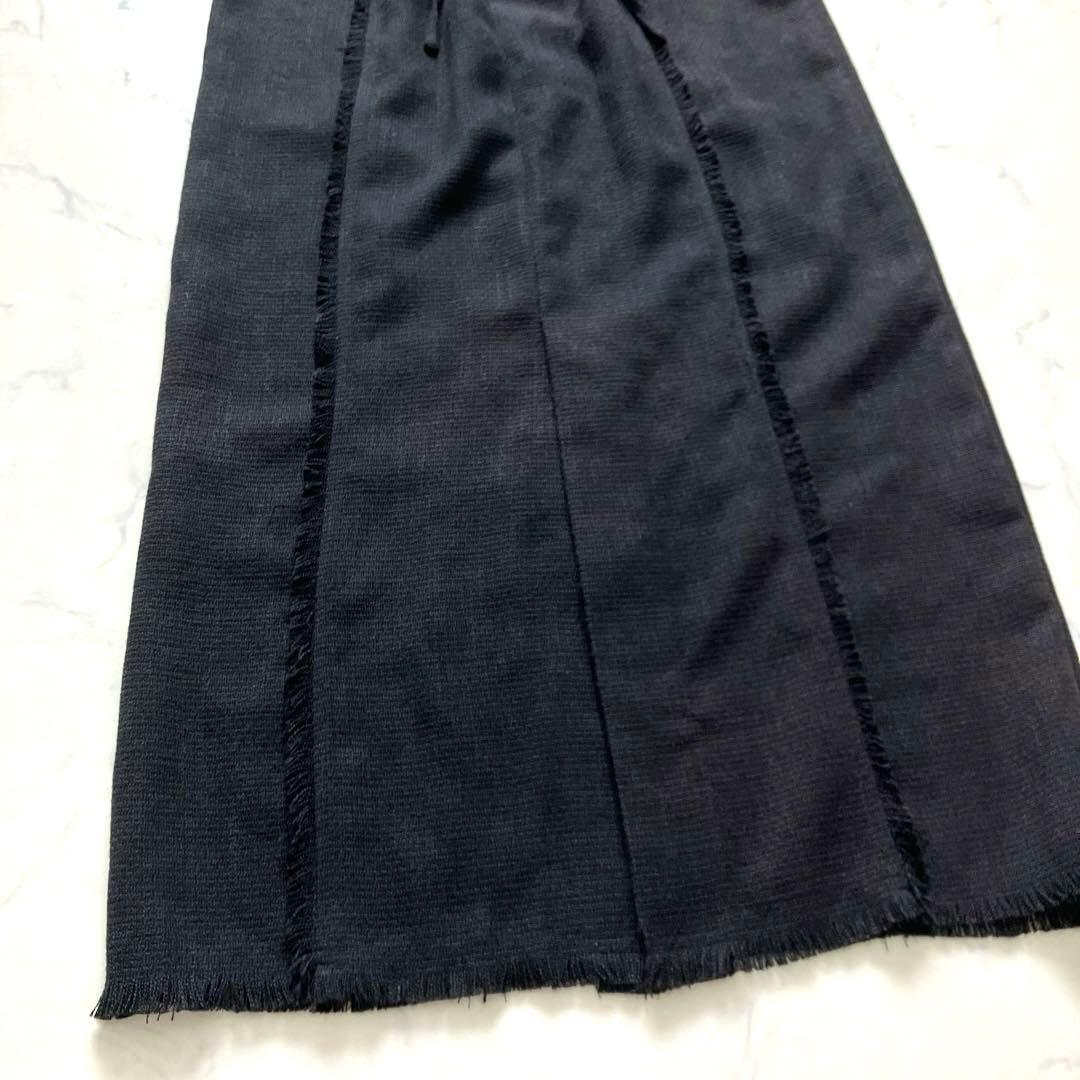 25AW✨ フレイアイディー　フリンジデザインツイードポロワンピース　ブラック