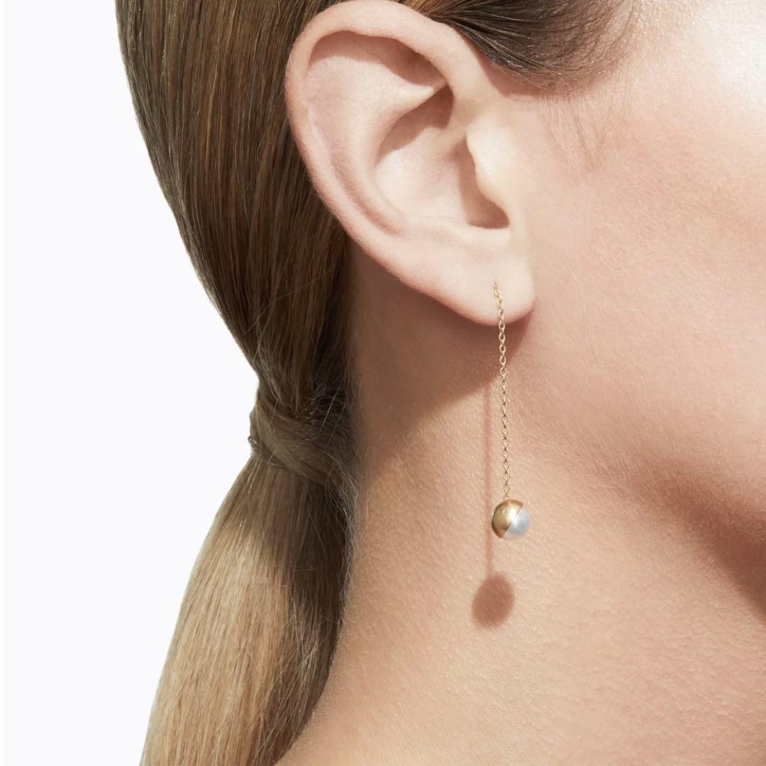 SHIHARA シハラ Half Pearl Chain Pierce 45°
