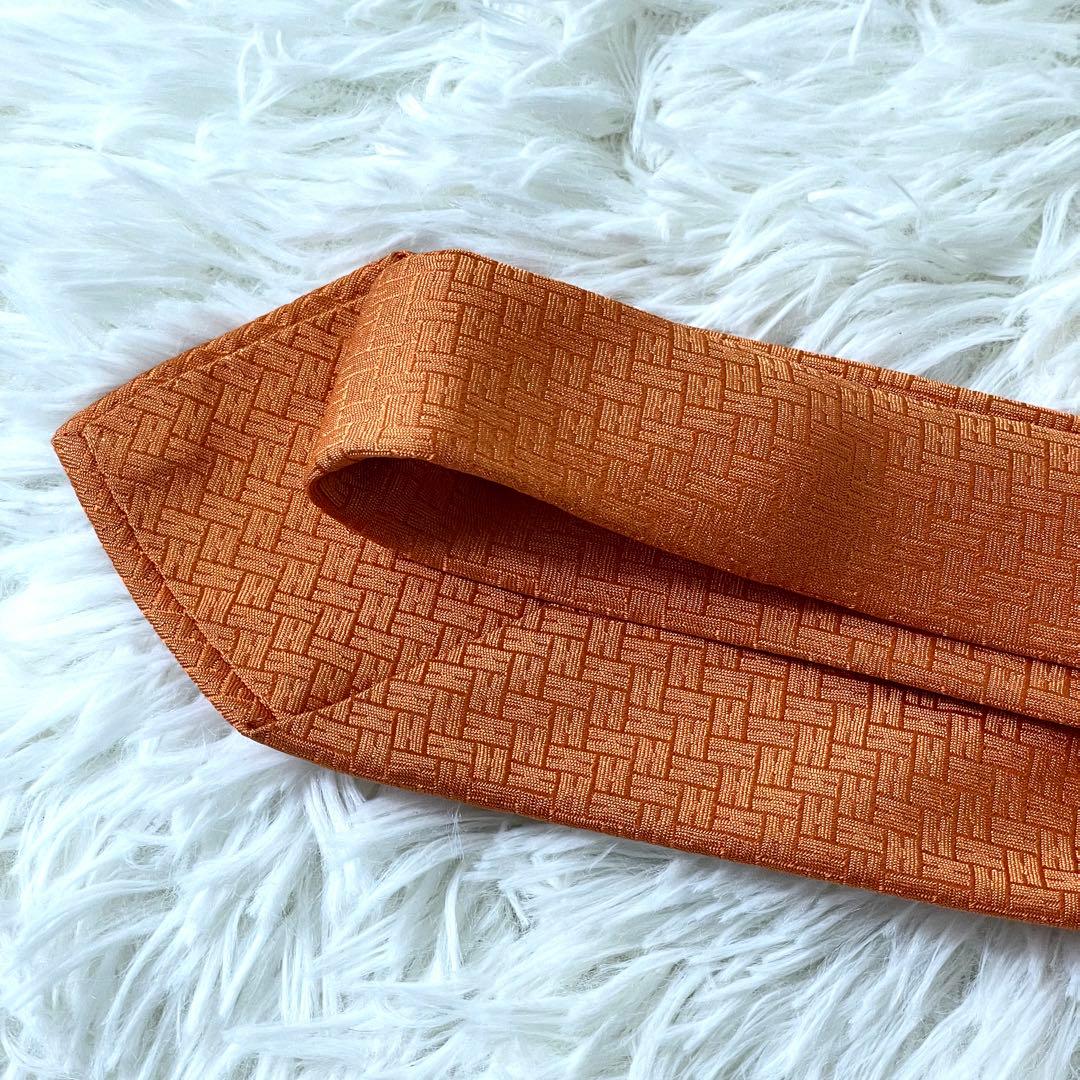 エルメス　HERMES ネクタイ　メンズ　オレンジ　ビジネス　通勤