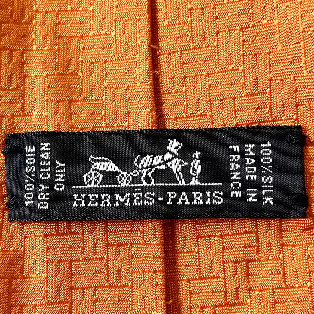 エルメス　HERMES ネクタイ　メンズ　オレンジ　ビジネス　通勤