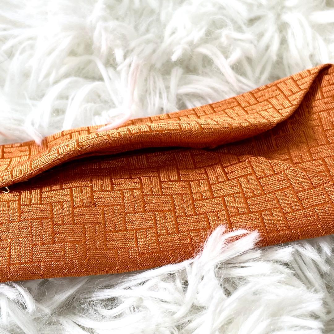 エルメス　HERMES ネクタイ　メンズ　オレンジ　ビジネス　通勤