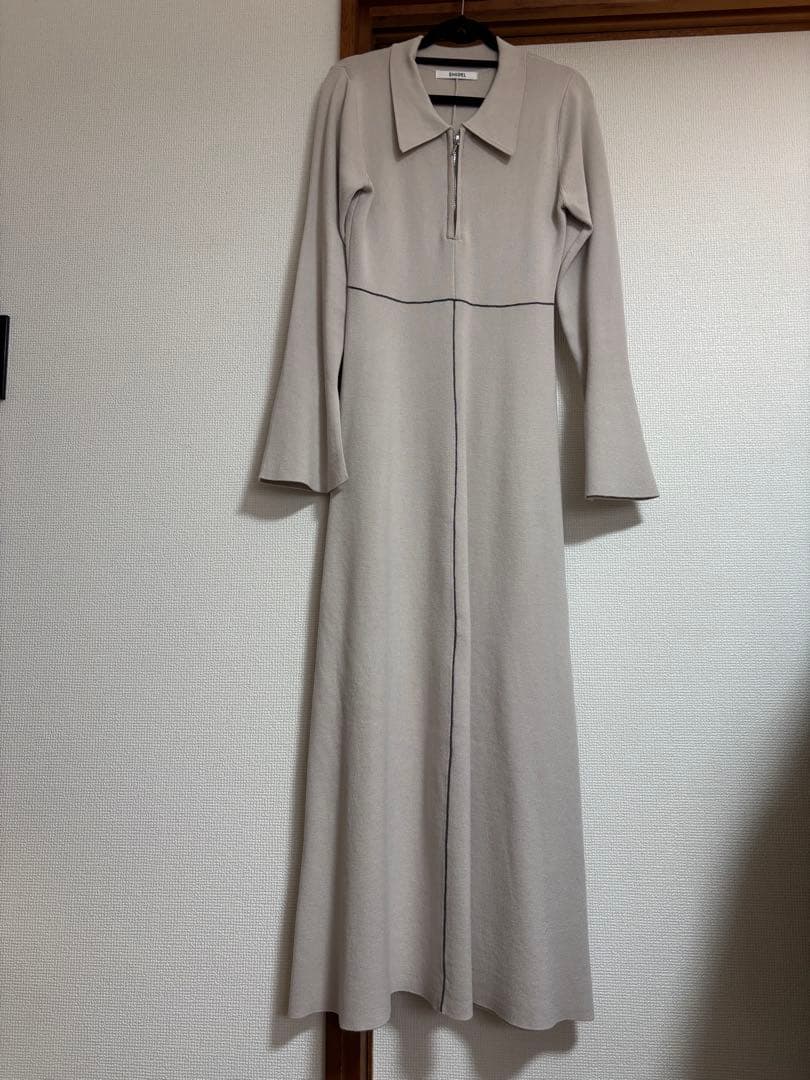 SNIDEL スキッパーニット ロングワンピース ベージュ
