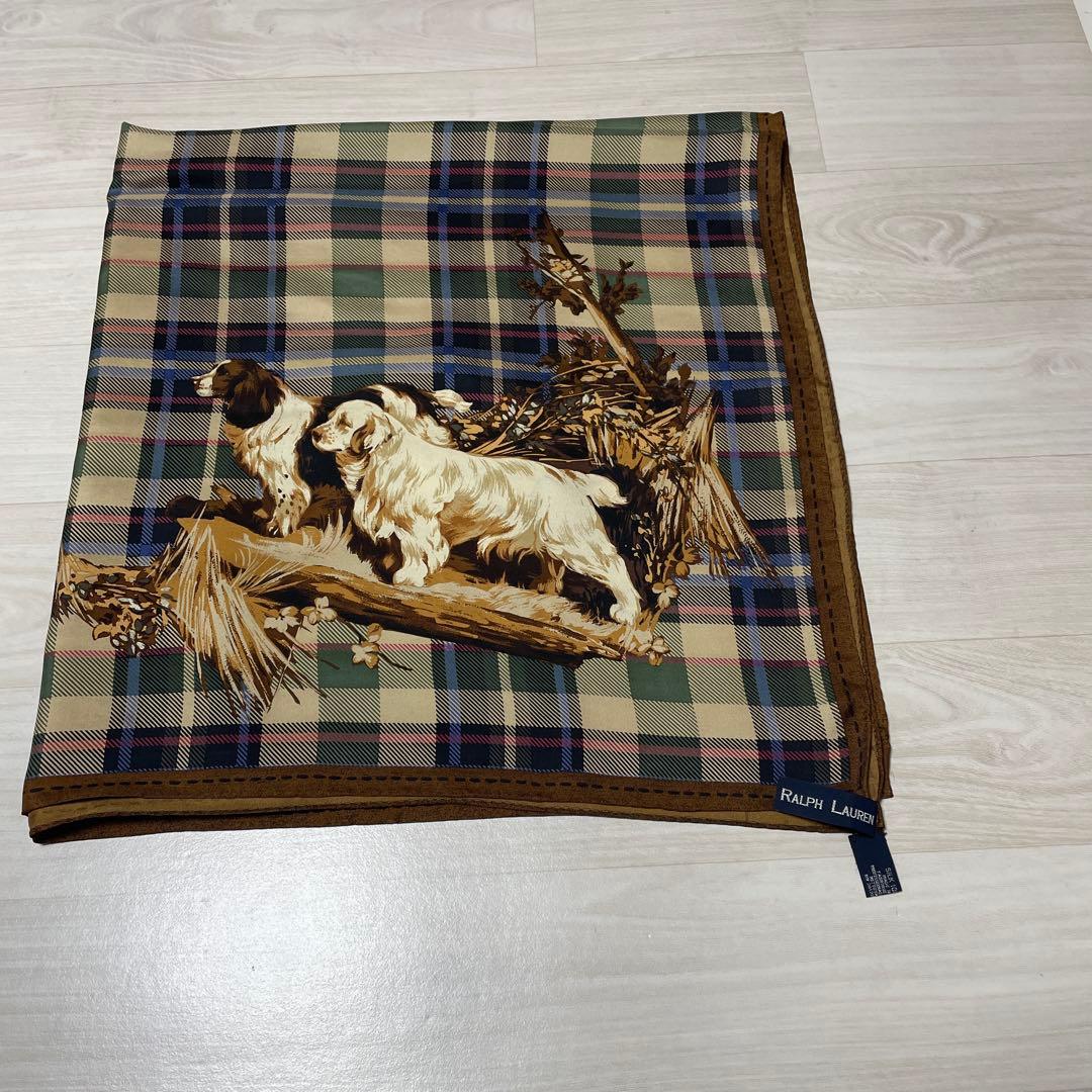 Ralph Lauren ラルフローレン シルク スカーフ 犬柄
