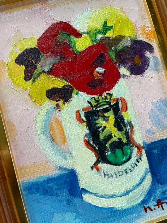 天春永次・画伯・油彩・パンジー・サムホール・油絵・油画・絵・アート・アート作品