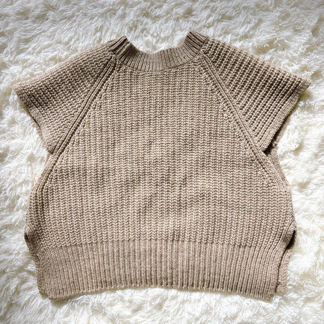【美品】TICCA 2wayニットベスト シルク混 ベージュ系