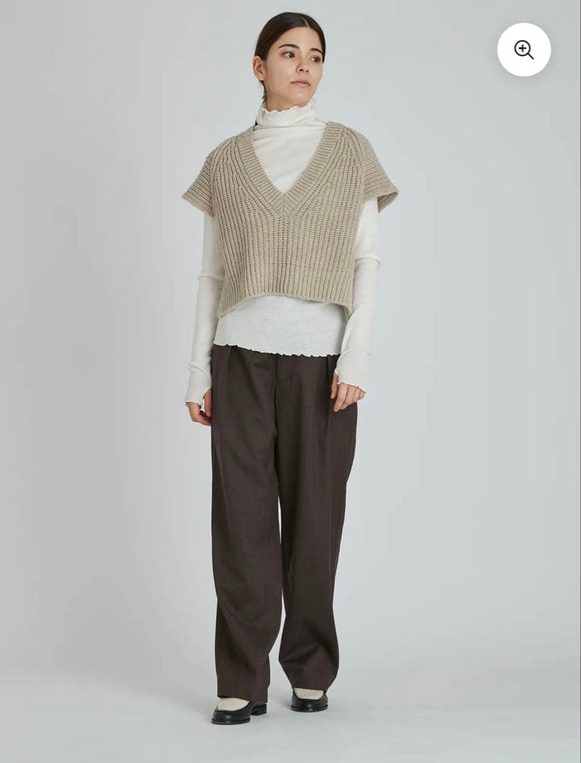 【美品】TICCA 2wayニットベスト シルク混 ベージュ系