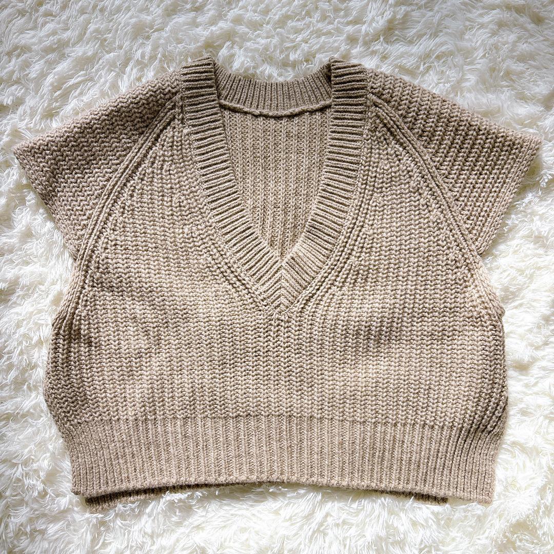 【美品】TICCA 2wayニットベスト シルク混 ベージュ系