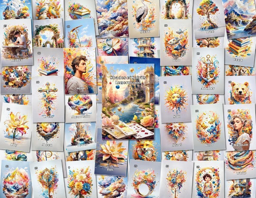 【正規品ルノルマンカード】メルヘンで可愛いパステル色✨53枚✨生命の色合いデッキ