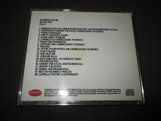 洋楽 warren zevon jackson browne rarities