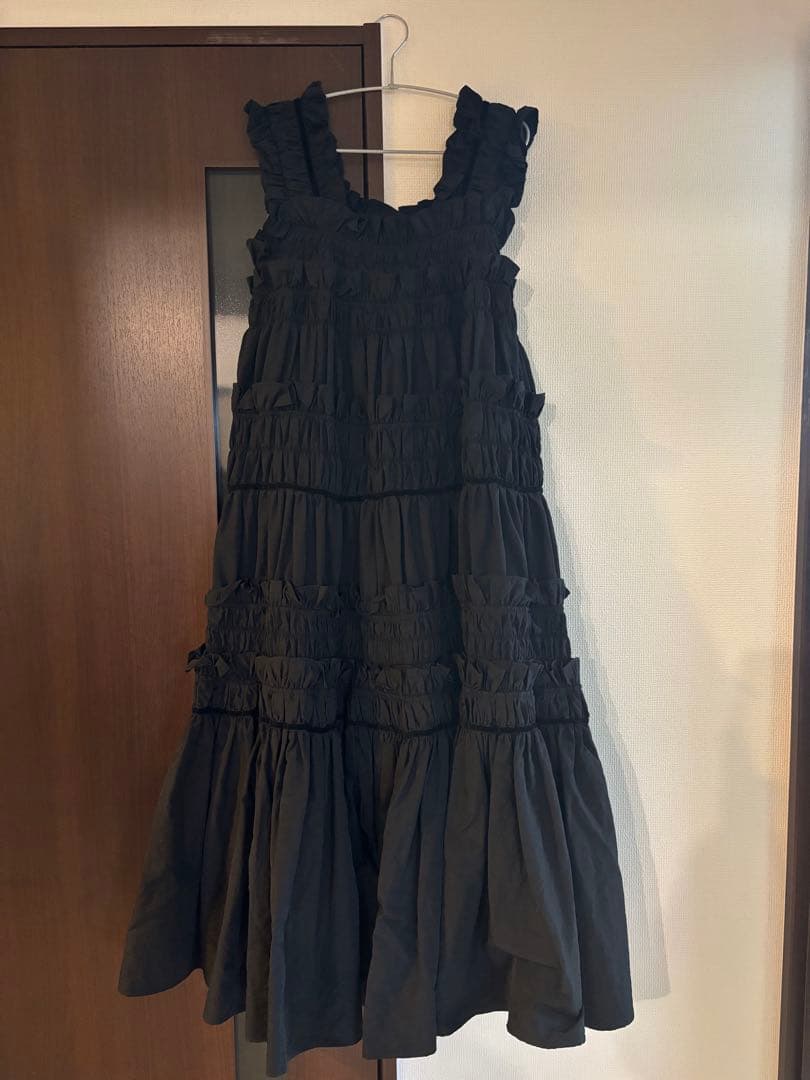 b*i様 【正規品】PERNAペルナ ギャザーキャミフリルワンピース ブラック