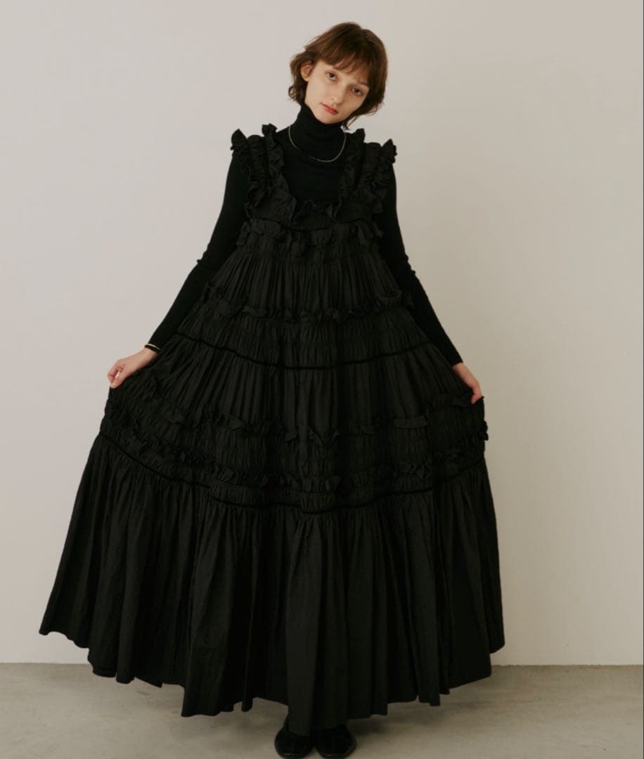 b*i様 【正規品】PERNAペルナ ギャザーキャミフリルワンピース ブラック