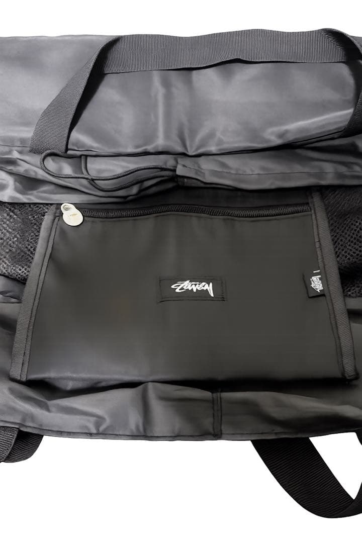 STUSSY MESH ブラックトートバッグメッシュBEACH TOTE BAG
