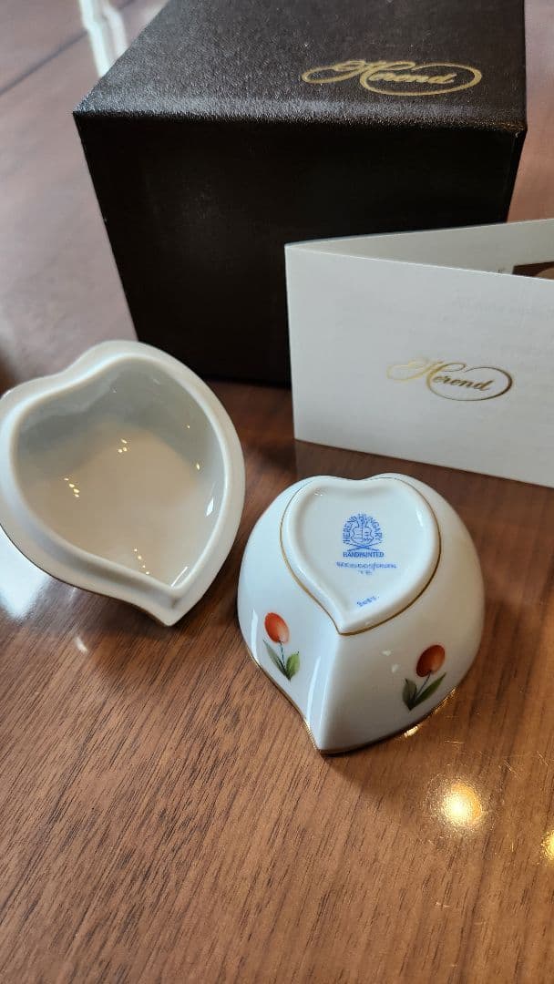 【未使用】Herend ヘレンド ハート型小物入れ 陶磁器